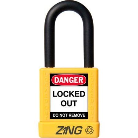 ZING ZING RecycLock Safety Padlock, Keyed Alike, 1-1/2" Shackle, 1-3/4" Body, Yellow, 7039 7039